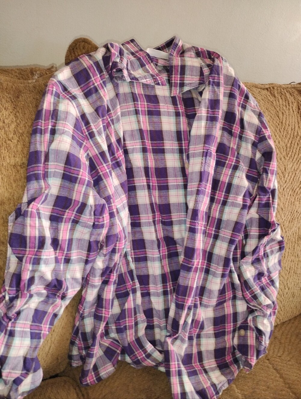 Lee Purple and Pink Plaid Button-Up Long-Sleeve Shirt